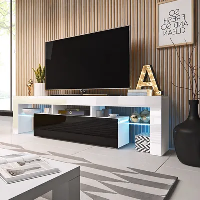 Szafka RTV TORONTO 158 cm - biały/czarny