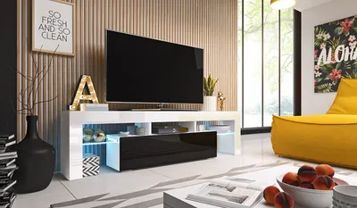 Szafka RTV TORONTO 158 cm - biały/czarny