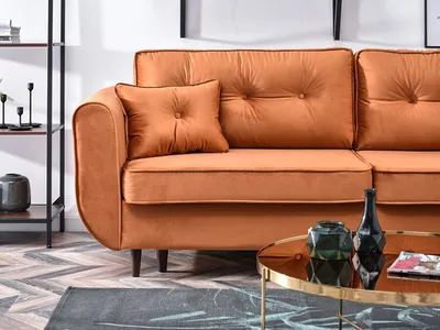 Sofa rozkładana BLINK - miedziany/orzech