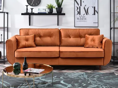 Sofa rozkładana BLINK - miedziany/orzech
