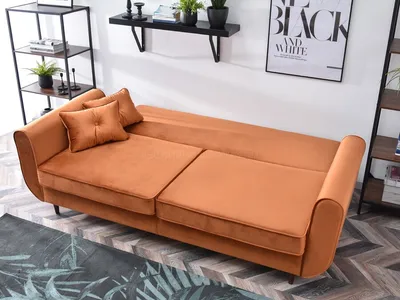 Sofa rozkładana BLINK - miedziany/orzech