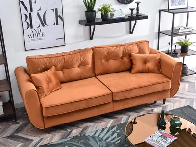 Sofa rozkładana BLINK - miedziany/orzech