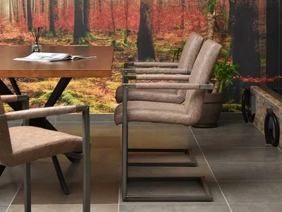 STALOWE KRZESŁO W STYLU LOFT NA PŁOZACH KIATO BRĄZOWE