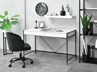 Biurko minimalistyczne UNIF - biały/czarny
