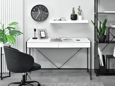 Biurko minimalistyczne UNIF - biały/czarny