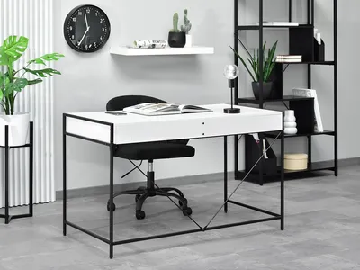 Biurko minimalistyczne UNIF - biały/czarny
