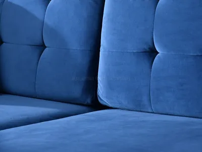 Sofa rozkładana welurowa AURA - granatowy/czarny