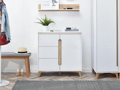 Komoda LARK L7 - biały/jesion