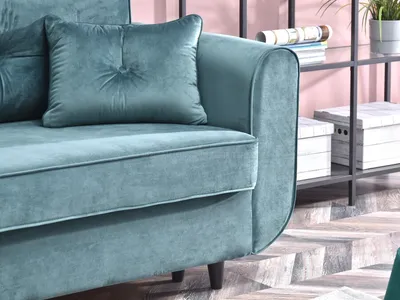 Sofa rozkładana BLINK - turkusowy/czarny