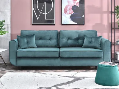Sofa rozkładana BLINK - turkusowy/czarny