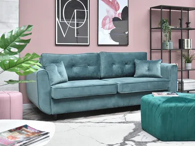 Sofa rozkładana BLINK - turkusowy/czarny