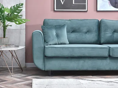 Sofa rozkładana BLINK - turkusowy/czarny