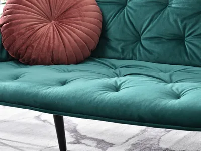 Sofa aksamitna z pikowaniem IDIL - zielony