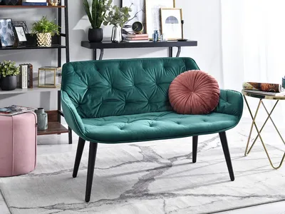 Sofa aksamitna z pikowaniem IDIL - zielony