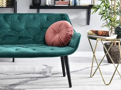 Sofa aksamitna z pikowaniem IDIL - zielony