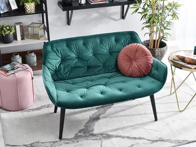 Sofa aksamitna z pikowaniem IDIL - zielony