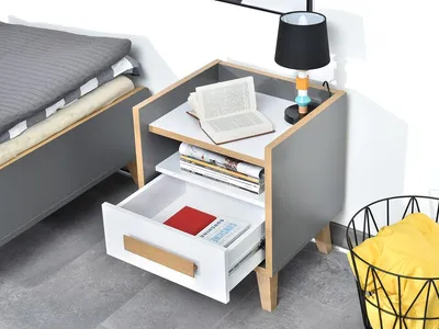 Szafka nocna SMART S11 - szary/biały/jesion