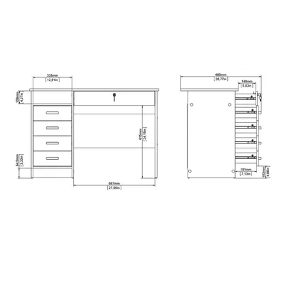 Biurko FUNCTION 4D1S 5 szuflad - biały mat