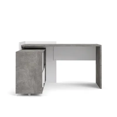 Biurko narożne z regałem FUNCTION EXTRA 4 - biały/beton
