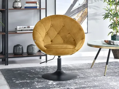 Fotel obrotowy velvet LOUNGE 3 - złoty/czarny