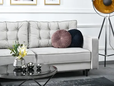Sofa rozkładana z pikowaniem LAVIA - popielaty