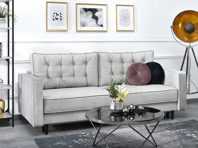 Sofa rozkładana z pikowaniem LAVIA - popielaty