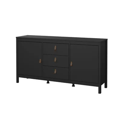 Komoda 2-drzwiowa z trzema szufladami MADRID 3+2 - czarny mat