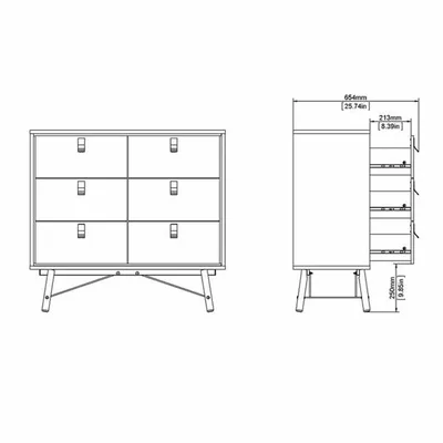 Komoda RYAN 6S - orzech/czarny mat