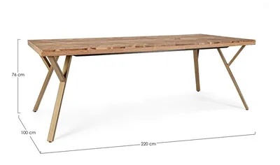 Stół z drewnianym blatem RAIDA 220x100