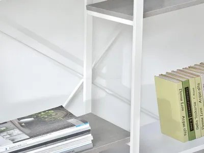 DUŻY DESIGNERSKI REGAŁ DO PRACOWNI GEFION BIAŁY+BETON