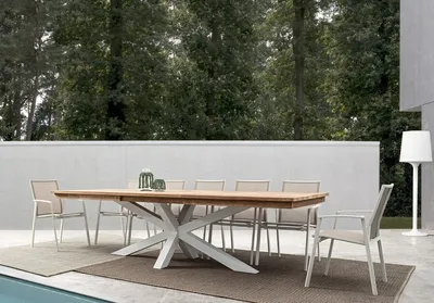 Stół do ogrodu rozkładany PALMDALE 200-300x100 - biały