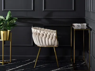 Krzesło welurowe glamour ROSA - beżowy Magic Velvet 2250/złoty