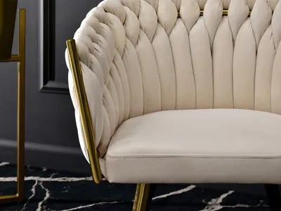 Krzesło welurowe glamour ROSA - beżowy Magic Velvet 2250/złoty