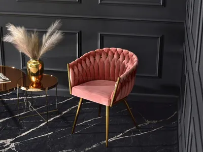 Krzesło welurowe glamour ROSA - różowy Magic Velvet 2257/złoty