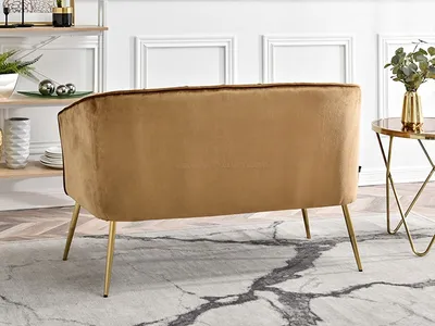 Sofa 2-osobowa welurowa ESTEL - złoty/złoty