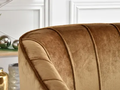 Sofa 2-osobowa welurowa ESTEL - złoty/złoty