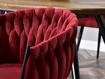 Krzesło welurowe glamour ROSA - bordowy/czarny