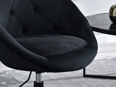 Fotel obrotowy welurowy LOUNGE 3 - czarny/czarny
