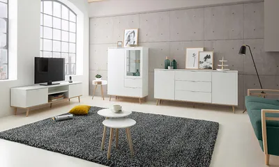 Szafka RTV GÖTEBORG 2D 160 cm - biały mat/dąb sonoma