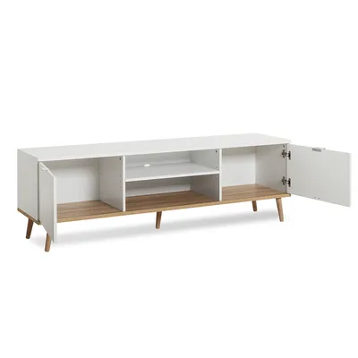 Szafka RTV GÖTEBORG 2D 160 cm - biały mat/dąb sonoma
