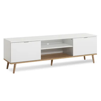 Szafka RTV GÖTEBORG 2D 160 cm - biały mat/dąb sonoma