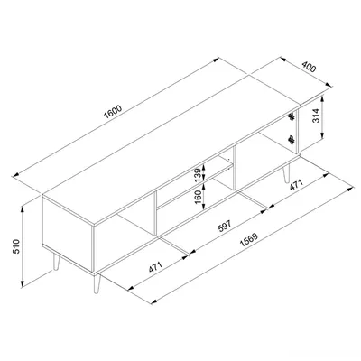 Szafka RTV GÖTEBORG 2D 160 cm - biały mat/dąb sonoma