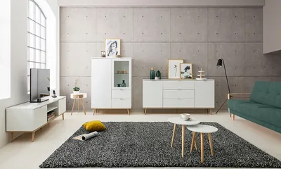 Szafka RTV GÖTEBORG 2D 160 cm - biały mat/dąb sonoma