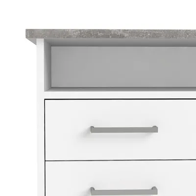Biurko 1-drzwiowe z czterema szufladami FUNCTION 4S1D - biały/beton