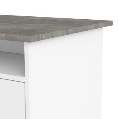 Biurko 1-drzwiowe z czterema szufladami FUNCTION 4S1D - biały/beton