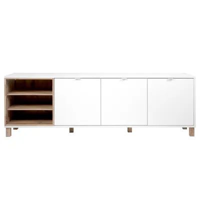 Komoda 3-drzwiowa MENORCA 200 cm - biały/dąb