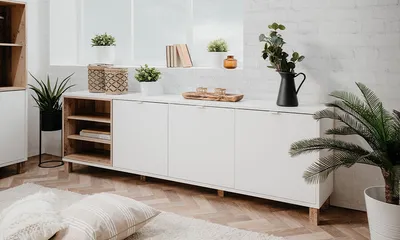 Komoda 3-drzwiowa MENORCA 200 cm - biały/dąb