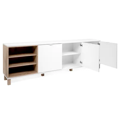 Komoda 3-drzwiowa MENORCA 200 cm - biały/dąb