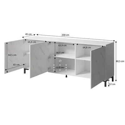 Komoda 3-drzwiowa LATINA 200 cm - biały mat