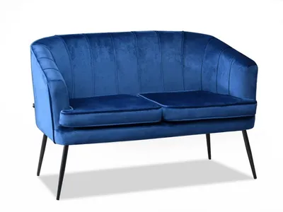 Sofa 2-osobowa welurowa ESTEL - granatowy/czarny